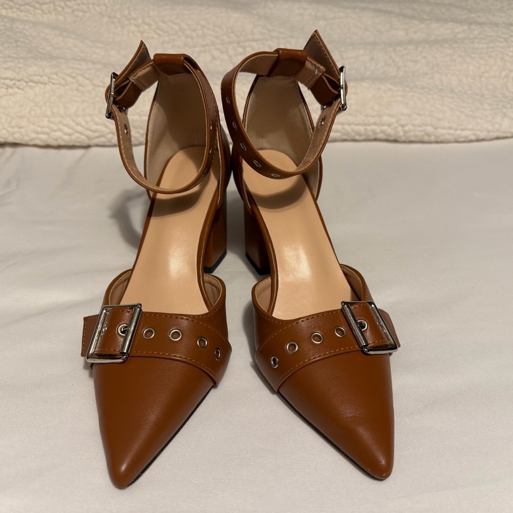 Brown Ankle Strap Women's Shoes